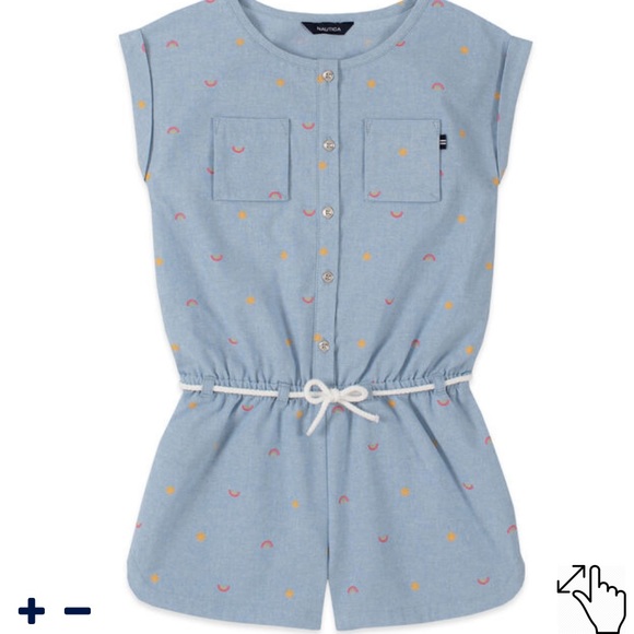 Nautica 🆕 RAINBOW PRINT CHAMBRAY ROMPER - Picture 1 of 10